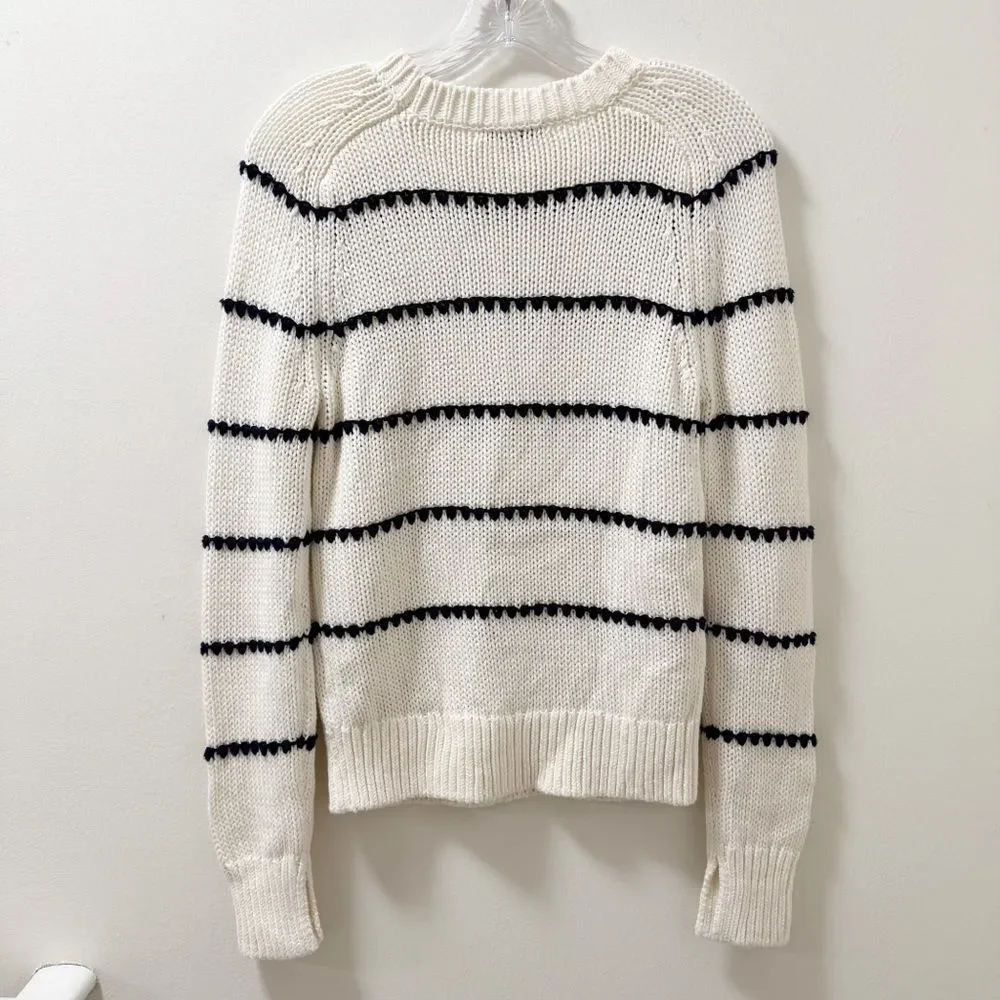 Madewell Textured Cotton Crewneck Sweater in Stripe - Size XXS - Picture 3 of 5